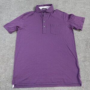 Grayson Mens Polo Shirt M Purple Pocket Solid Burns & Wilcox Embroidery